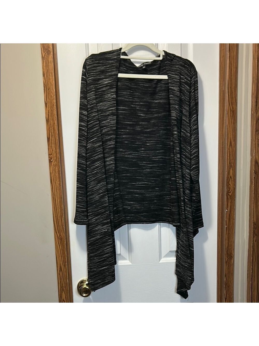 Simply Irresistible Black and Gray Asymmetrical Cardigan Sweater